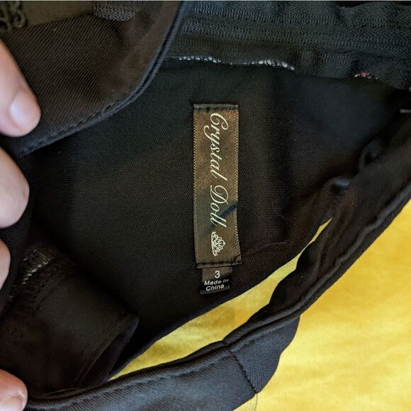 CRYSTAL doll juniors sz 3 floral A line mini dress halter top fit and flare euc - Picture 6 of 6